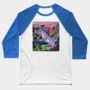 Steep sweg white rabbit. Elephant and wolf. Bright landscape Baseball T-Shirt